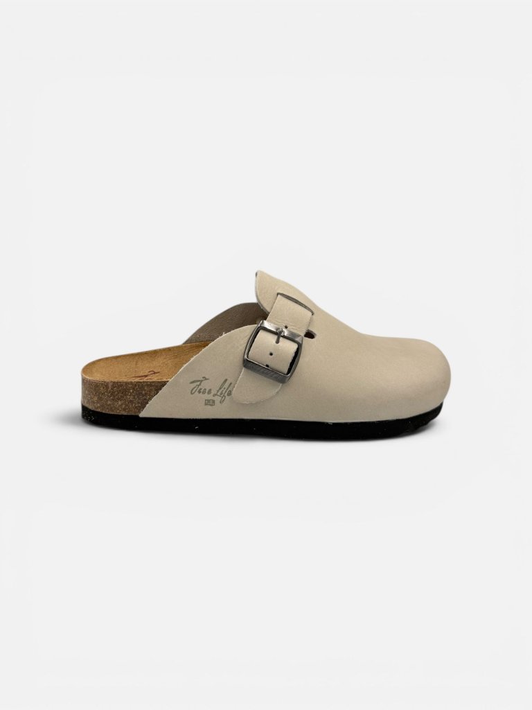 Saboți Dama din Piele Naturală Clog Închis cu Cataramă – Rustic Corda